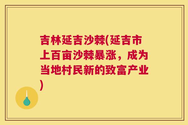 吉林延吉沙棘(延吉市上百亩沙棘暴涨，成为当地村民新的致富产业)