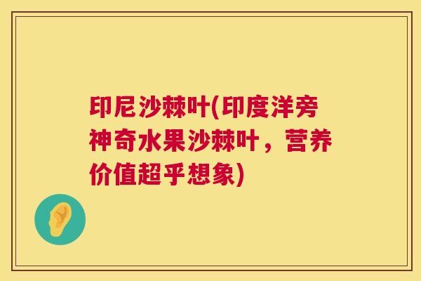 印尼沙棘叶(印度洋旁神奇水果沙棘叶,营养价值超乎想象) 印尼沙棘叶(印度洋旁神奇水果沙棘叶,营养价值超乎想象)
