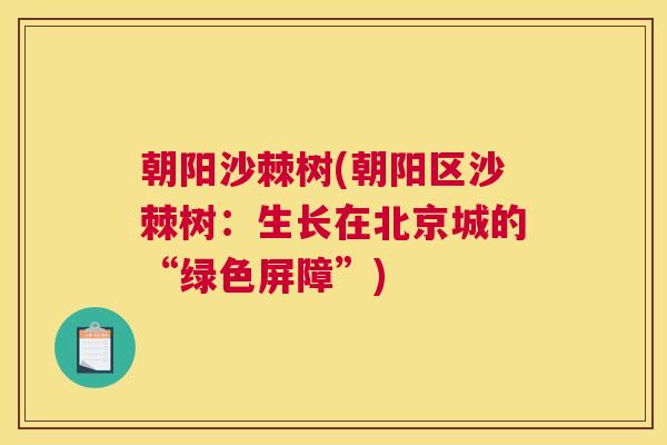 朝阳沙棘树(朝阳区沙棘树:生长在北京城的“绿色屏障”) 朝阳沙棘树(朝阳区沙棘树:生长在北京城的“绿色屏障”)