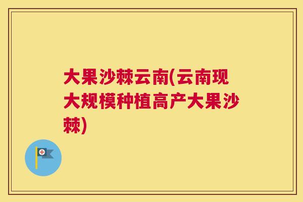 大果沙棘云南(云南现大规模种植高产大果沙棘)