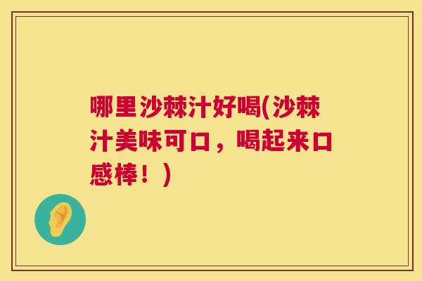 哪里沙棘汁好喝(沙棘汁美味可口,喝起来口感棒!)