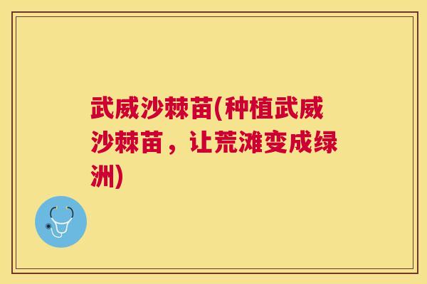 武威沙棘苗(种植武威沙棘苗,让荒滩变成绿洲) 武威沙棘苗(种植武威沙棘苗,让荒滩变成绿洲)