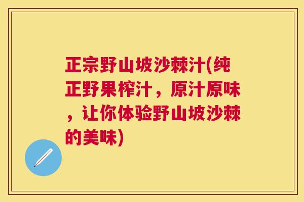 正宗野山坡沙棘汁(纯正野果榨汁，原汁原味，让你体验野山坡沙棘的美味)