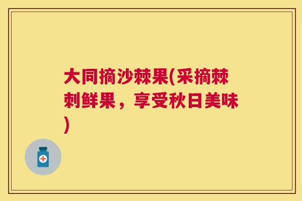 大同摘沙棘果(采摘棘刺鲜果，享受秋日美味)