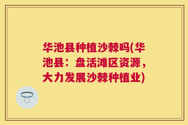 华池县种植沙棘吗(华池县：盘活滩区资源，大力发展沙棘种植业)
