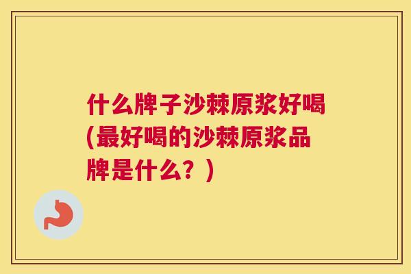 什么牌子沙棘原浆好喝(最好喝的沙棘原浆品牌是什么？)