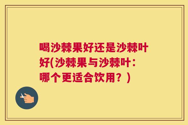 喝沙棘果好还是沙棘叶好(沙棘果与沙棘叶：哪个更适合饮用？)