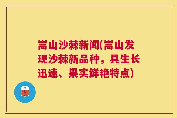 嵩山沙棘新闻(嵩山发现沙棘新品种，具生长迅速、果实鲜艳特点)