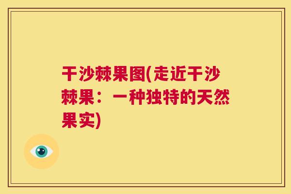 干沙棘果图(走近干沙棘果:一种独特的天然果实) 干沙棘果图(走近干沙棘果:一种独特的天然果实)