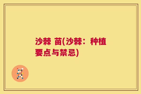 沙棘 苗(沙棘：种植要点与禁忌)