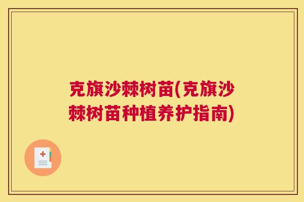 克旗沙棘树苗(克旗沙棘树苗种植养护指南)