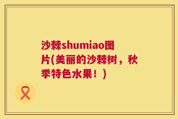 沙棘shumiao图片(美丽的沙棘树，秋季特色水果！)