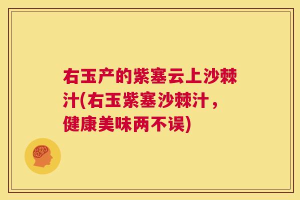 右玉产的紫塞云上沙棘汁(右玉紫塞沙棘汁,健康美味两不误)