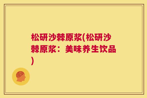 松研沙棘原浆(松研沙棘原浆:美味养生饮品) 松研沙棘原浆(松研沙棘原浆:美味养生饮品)