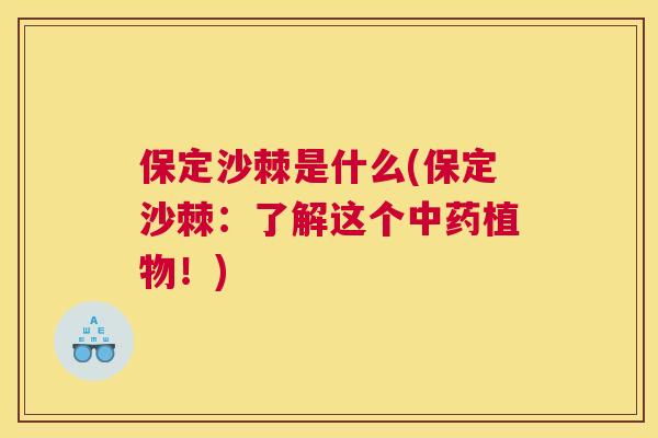 保定沙棘是什么(保定沙棘:了解这个中药植物!)