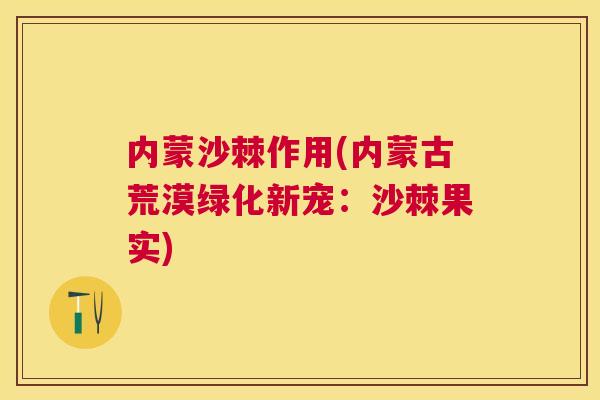 内蒙沙棘作用(内蒙古荒漠绿化新宠：沙棘果实)