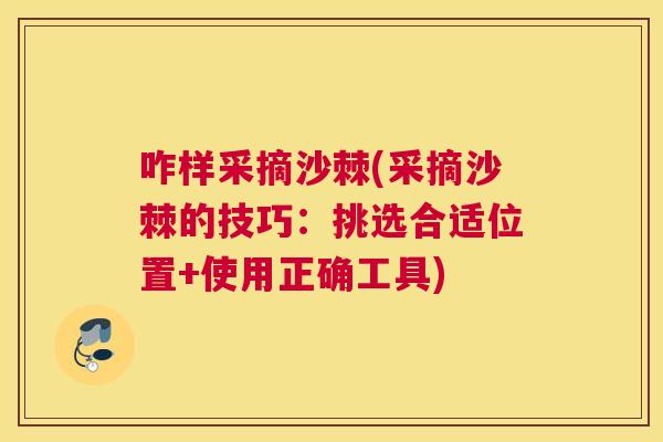 咋样采摘沙棘(采摘沙棘的技巧：挑选合适位置+使用正确工具)