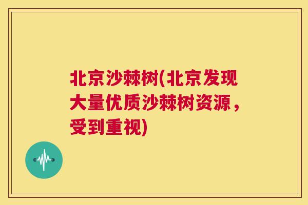 北京沙棘树(北京发现大量优质沙棘树资源，受到重视)