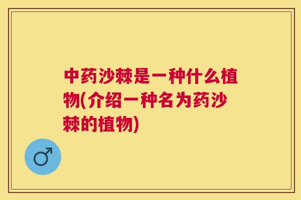 中药沙棘是一种什么植物(介绍一种名为药沙棘的植物)