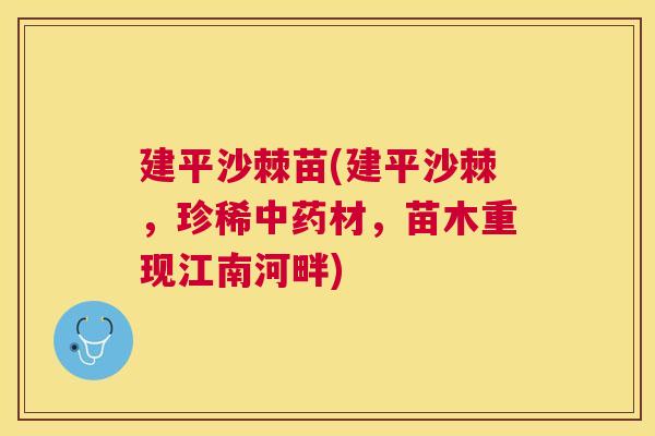 建平沙棘苗(建平沙棘，珍稀中药材，苗木重现江南河畔)
