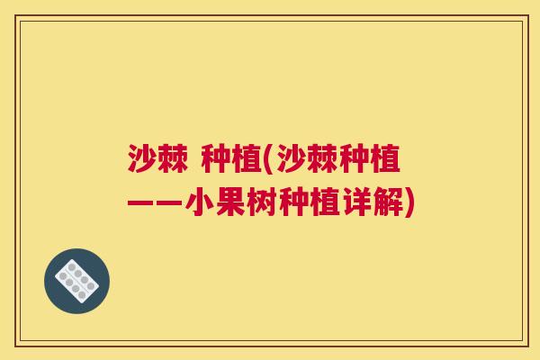 沙棘 种植(沙棘种植——小果树种植详解)