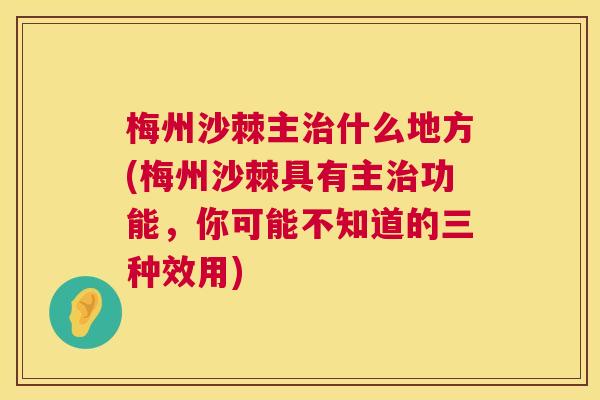 梅州沙棘主治什么地方(梅州沙棘具有主治功能，你可能不知道的三种效用)