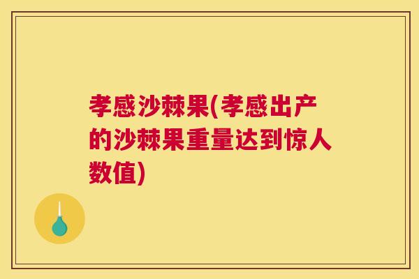 孝感沙棘果(孝感出产的沙棘果重量达到惊人数值)