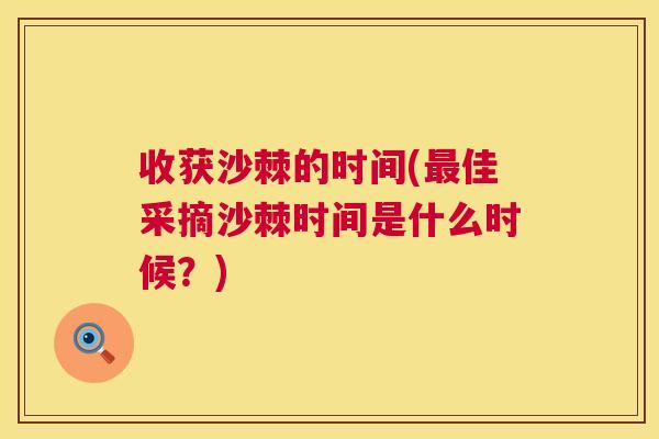 收获沙棘的时间(最佳采摘沙棘时间是什么时候?)