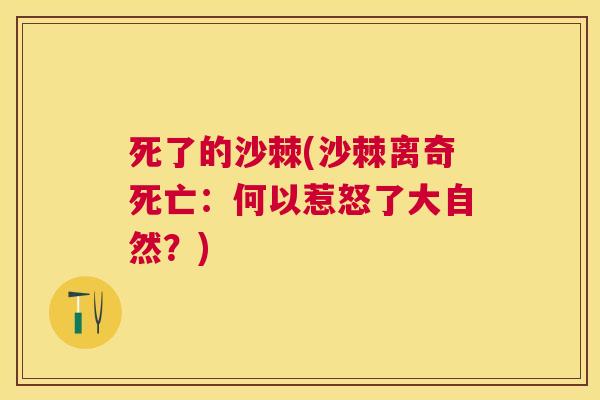死了的沙棘(沙棘离奇死亡：何以惹怒了大自然？)