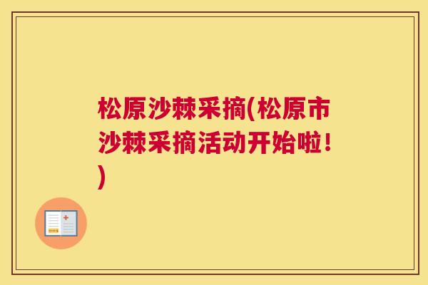 松原沙棘采摘(松原市沙棘采摘活动开始啦!) 松原沙棘采摘(松原市沙棘采摘活动开始啦!)
