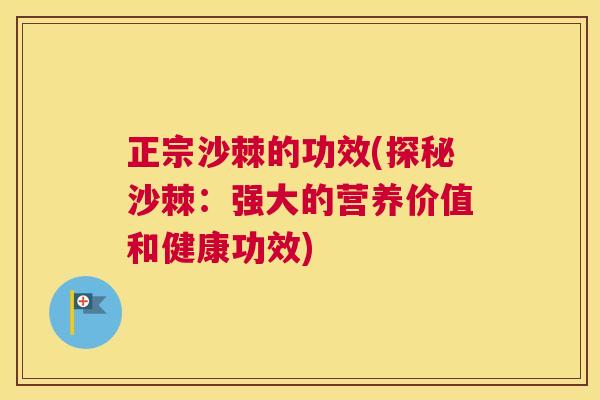 正宗沙棘的功效(探秘沙棘：强大的营养价值和健康功效)
