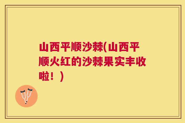 山西平顺沙棘(山西平顺火红的沙棘果实丰收啦！)