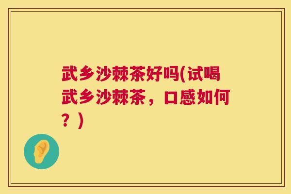 武乡沙棘茶好吗(试喝武乡沙棘茶，口感如何？)