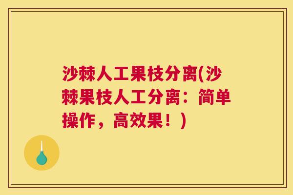 沙棘人工果枝分离(沙棘果枝人工分离:简单操作,高效果!)