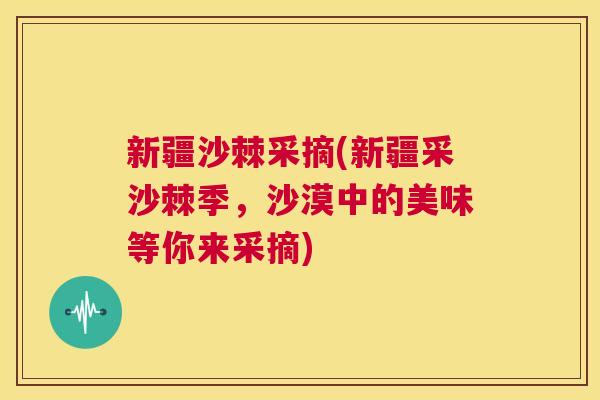 新疆沙棘采摘(新疆采沙棘季,沙漠中的美味等你来采摘)