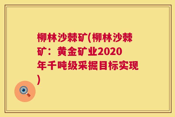 柳林沙棘矿(柳林沙棘矿：黄金矿业2020年千吨级采掘目标实现)