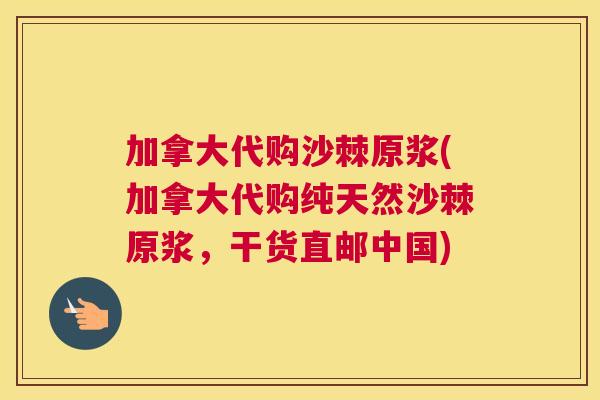 加拿大代购沙棘原浆(加拿大代购纯天然沙棘原浆,干货直邮中国)
