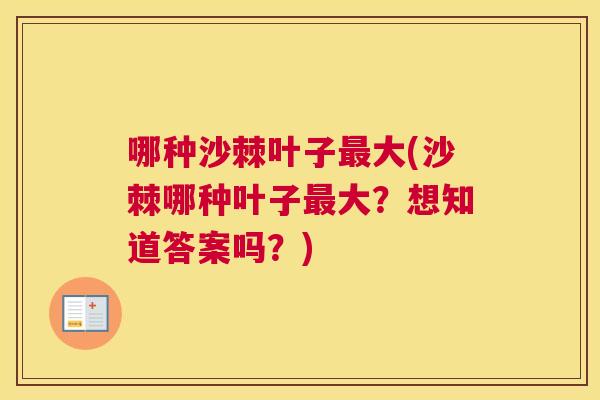 哪种沙棘叶子最大(沙棘哪种叶子最大?想知道答案吗?)