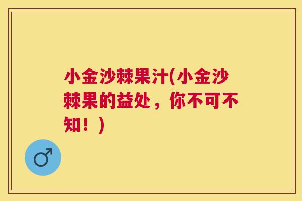 小金沙棘果汁(小金沙棘果的益处,你不可不知!)