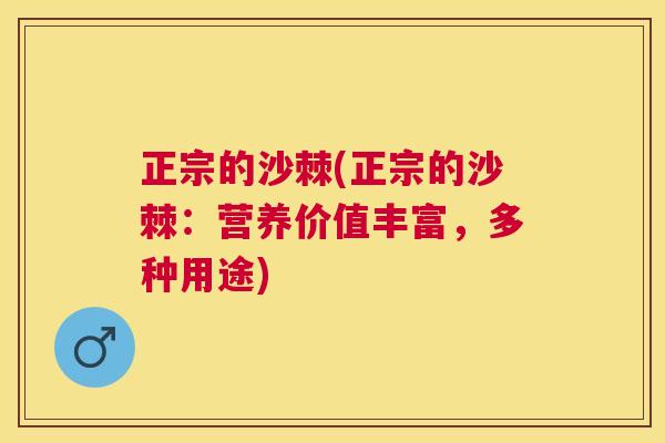 正宗的沙棘(正宗的沙棘：营养价值丰富，多种用途)
