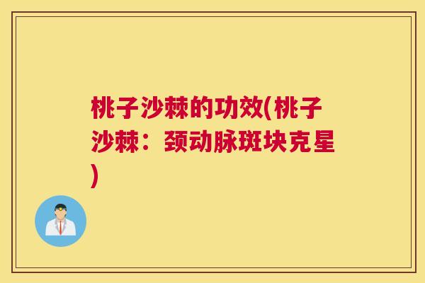 桃子沙棘的功效(桃子沙棘：颈动脉斑块克星)