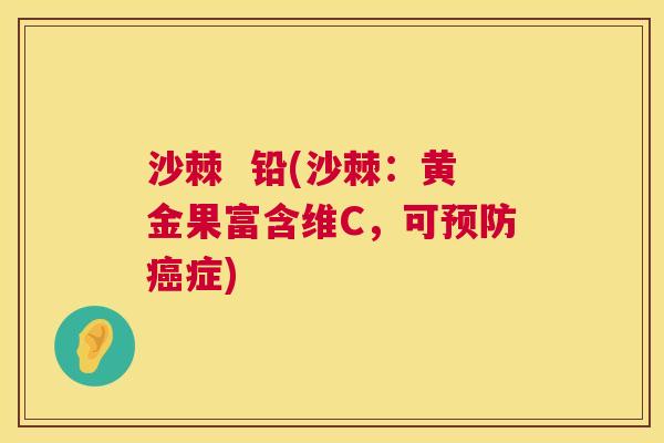沙棘  铅(沙棘：黄金果富含维C，可预防癌症)