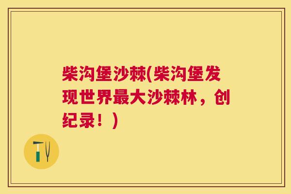 柴沟堡沙棘(柴沟堡发现世界最大沙棘林,创纪录!)