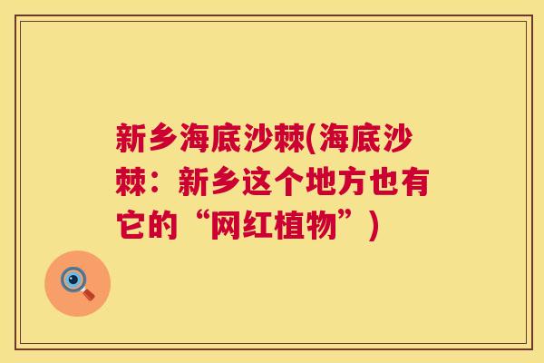 新乡海底沙棘(海底沙棘:新乡这个地方也有它的“网红植物”) 新乡海底沙棘(海底沙棘:新乡这个地方也有它的“网红植物”)