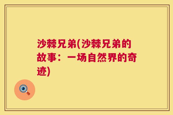 沙棘兄弟(沙棘兄弟的故事：一场自然界的奇迹)