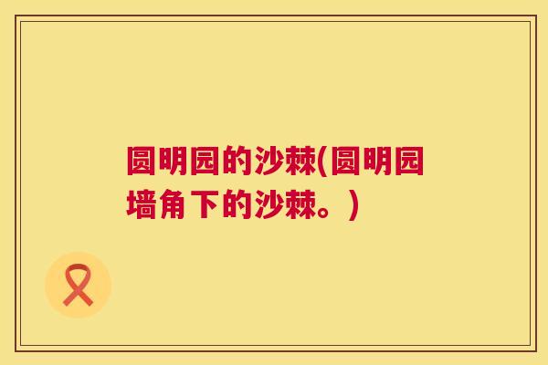 圆明园的沙棘(圆明园墙角下的沙棘。)