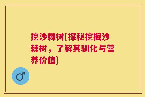 挖沙棘树(探秘挖掘沙棘树,了解其驯化与营养价值)