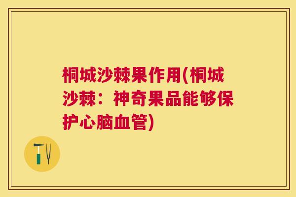 桐城沙棘果作用(桐城沙棘：神奇果品能够保护心脑血管)