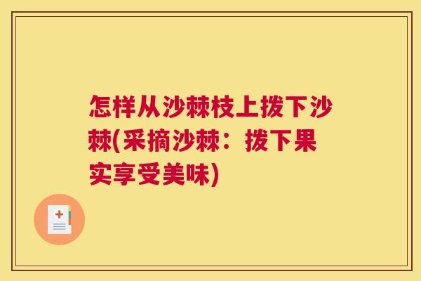 怎样从沙棘枝上拨下沙棘(采摘沙棘:拨下果实享受美味) 怎样从沙棘枝上拨下沙棘(采摘沙棘:拨下果实享受美味)