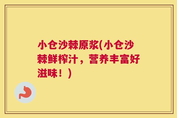小仓沙棘原浆(小仓沙棘鲜榨汁，营养丰富好滋味！)
